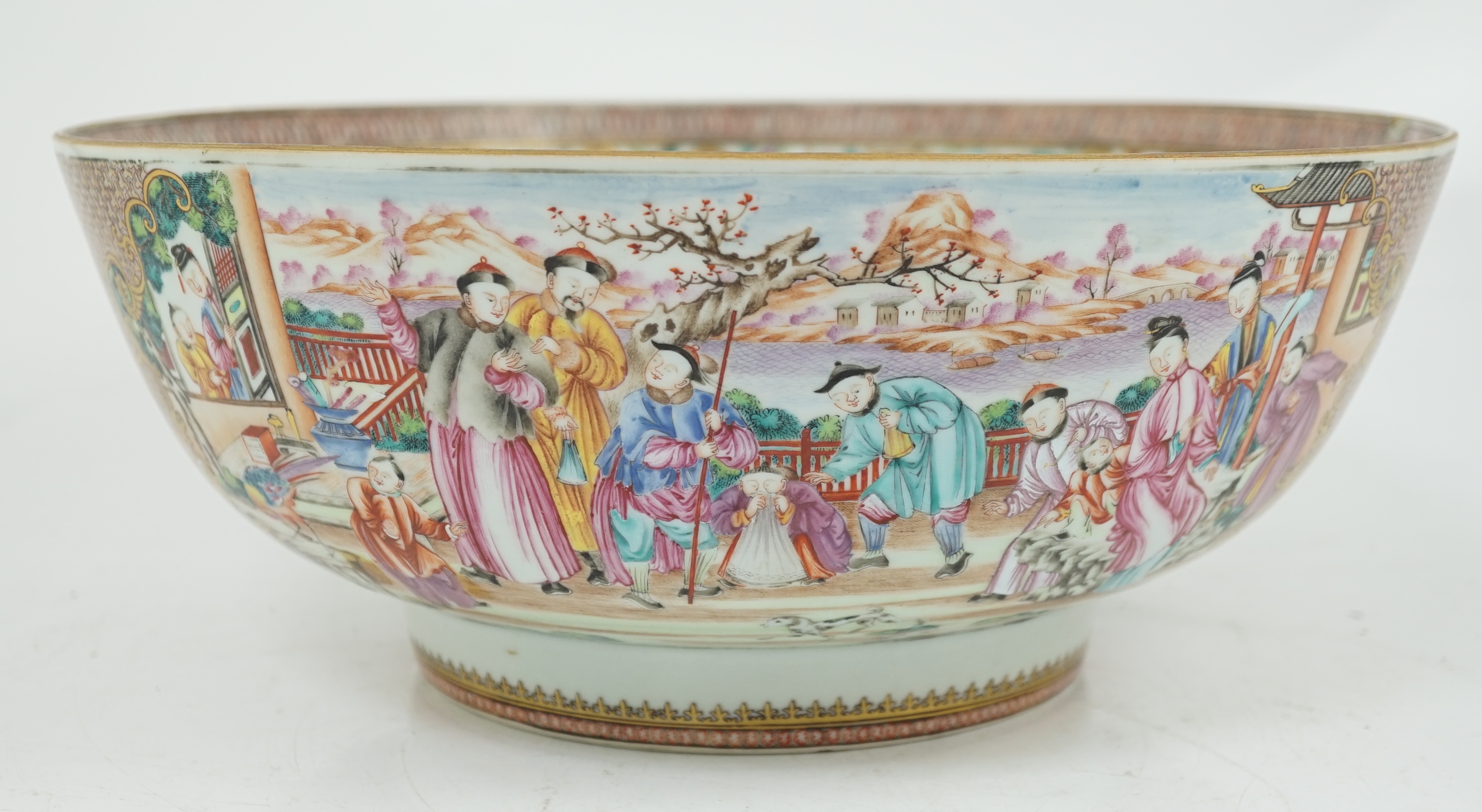 A large Chinese famille rose punch bowl, Qianlong period